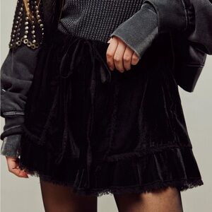 Free People Black Velvet Shorts